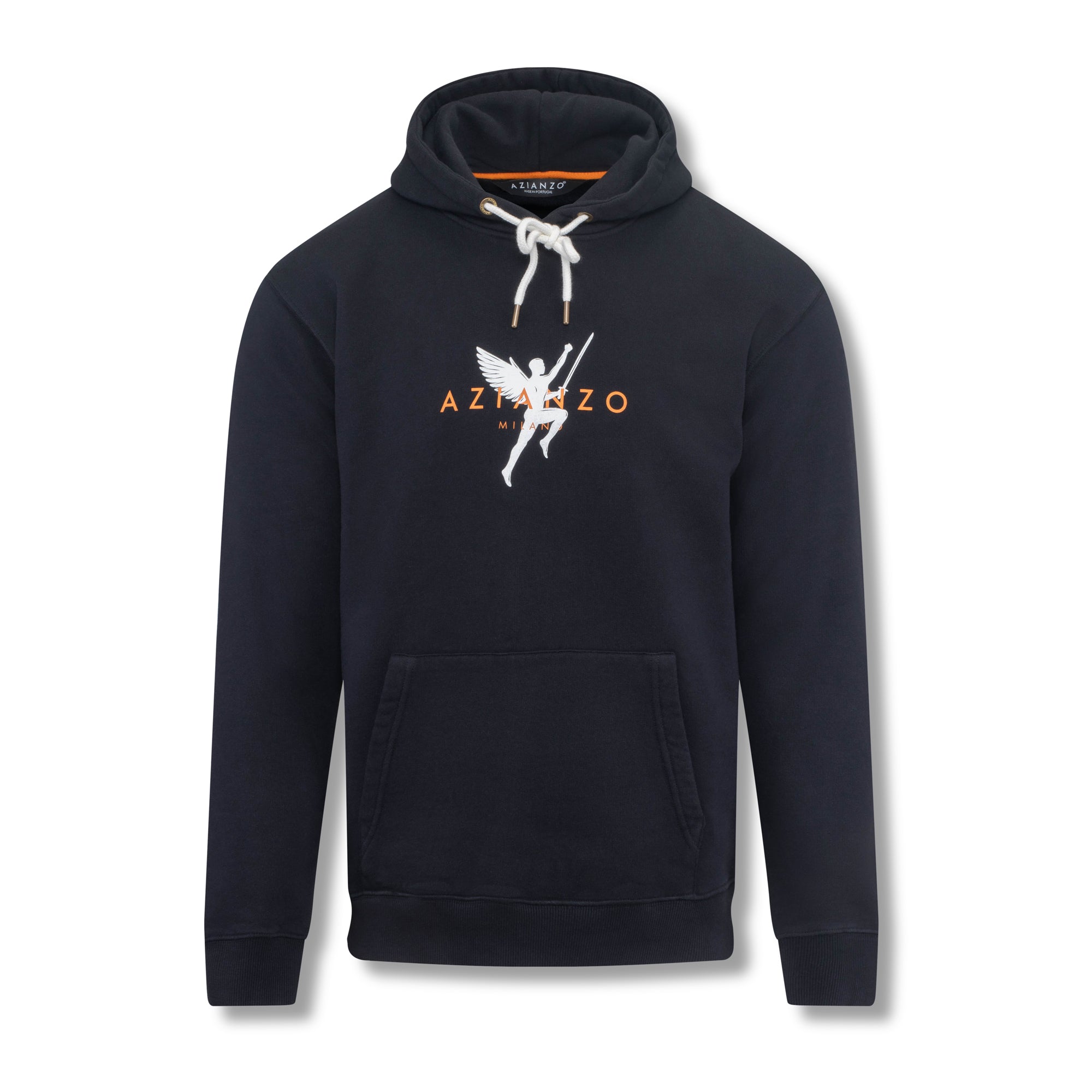 Brushed Cotton Hooded Sweatshirt with AZIANZO Print